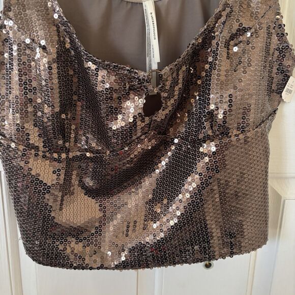 NWT Anthropologie Sequin Keyhole Top Sleeveless Cropped Size Large Festival Rave - Picture 4 of 14